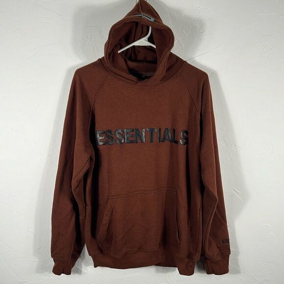 🔥🔥 ESSENTIALS FEAR OF GOD Pullover Hoodie Sweatshirt Brown Sz M - EUC - *READ* - Picture 1 of 8